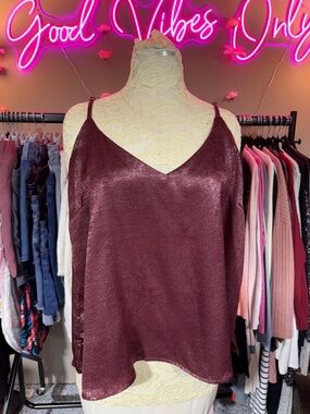 Mystree Shimmery Wine Satin Cami